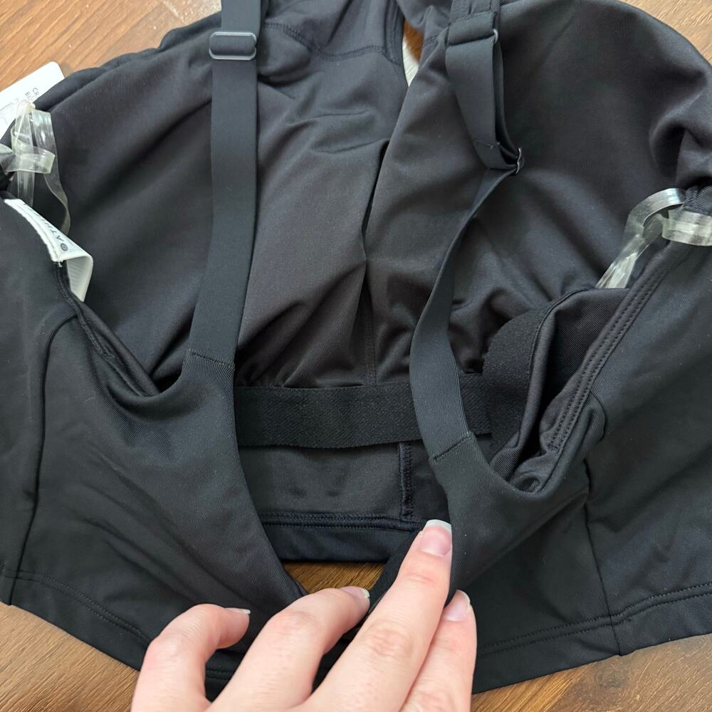 Athleta NWT Crossed Bikini Top Black Sz L Casual Swim Resort Vacation - Picture 4 of 6